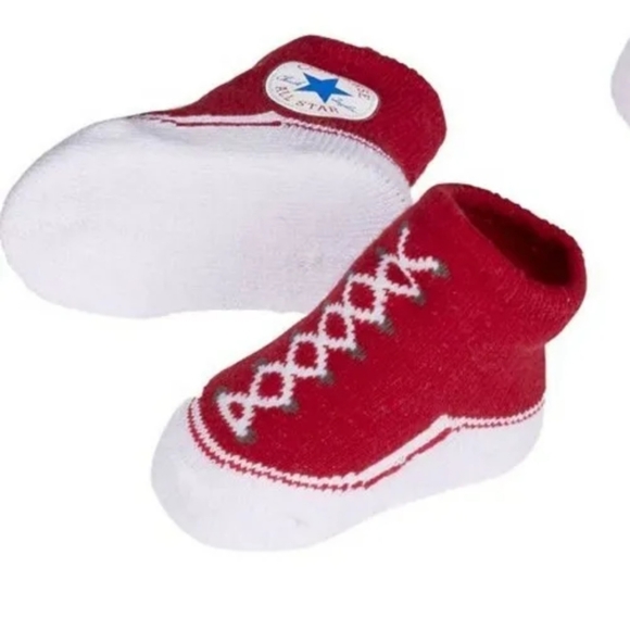 Baby Converse Chuck Taylor Infant Booties 2 Pack 0-6 Mths Red / Gray - Picture 7 of 8